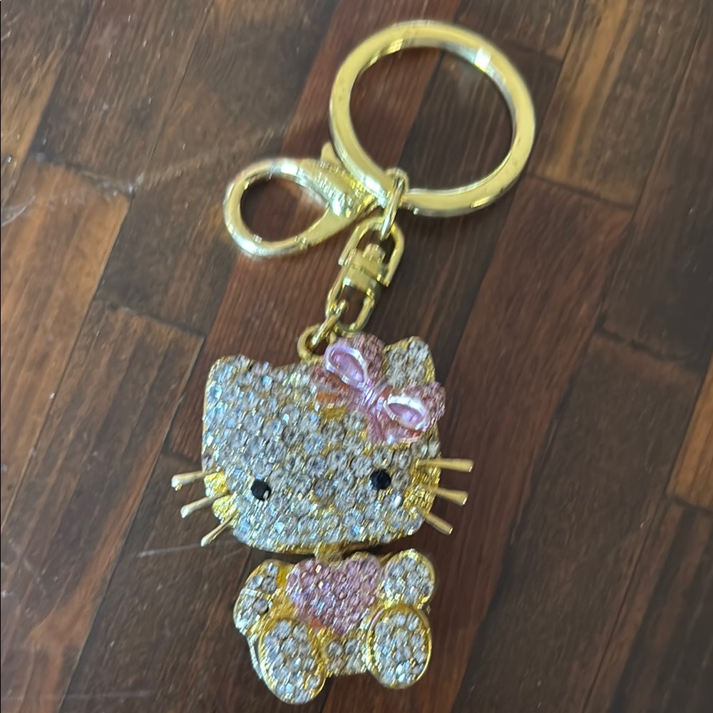 Hello Kitty Gold and Pink Keychain